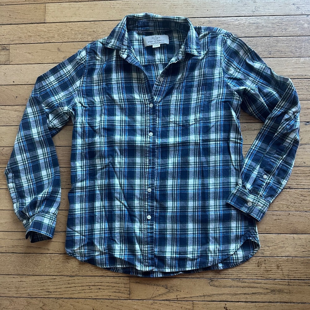 Trovata Birds of Paradise Plaid Top SMALL